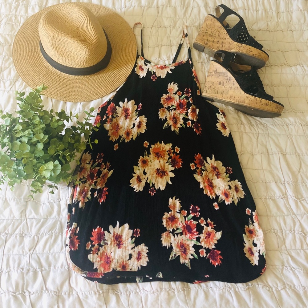 Full Tilt black floral racer back